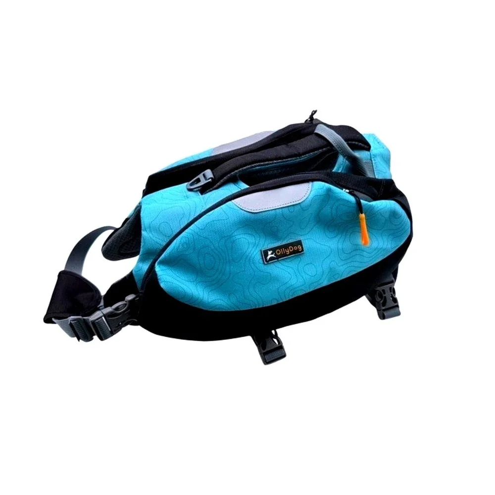 OllyDog Rover Dog Hiking Saddle Backpack Medium Blue Lightweight Adventure Pack